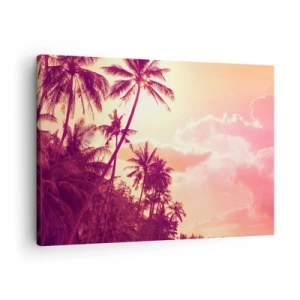 Bild auf Leinwand - Leinwandbild - Palmen, beleuchtet von der untergehenden Sonne in einem tropischen Himmel - 70x50cm - Du musst auswählen - Moderne Wanddekoration für Wohnzimmer und Schlafzimmer ARTTOR