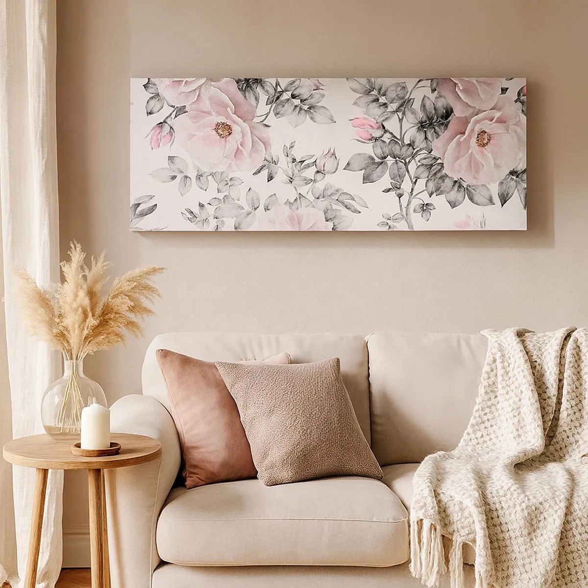 Bild auf Leinwand - Leinwandbild - Verliere dich in den Blüten der Rosen - 100x40 cm