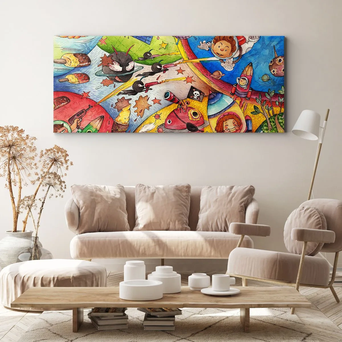 Bild auf Leinwand - Leinwandbild - Tolles Weltraumabenteuer - 100x40 cm