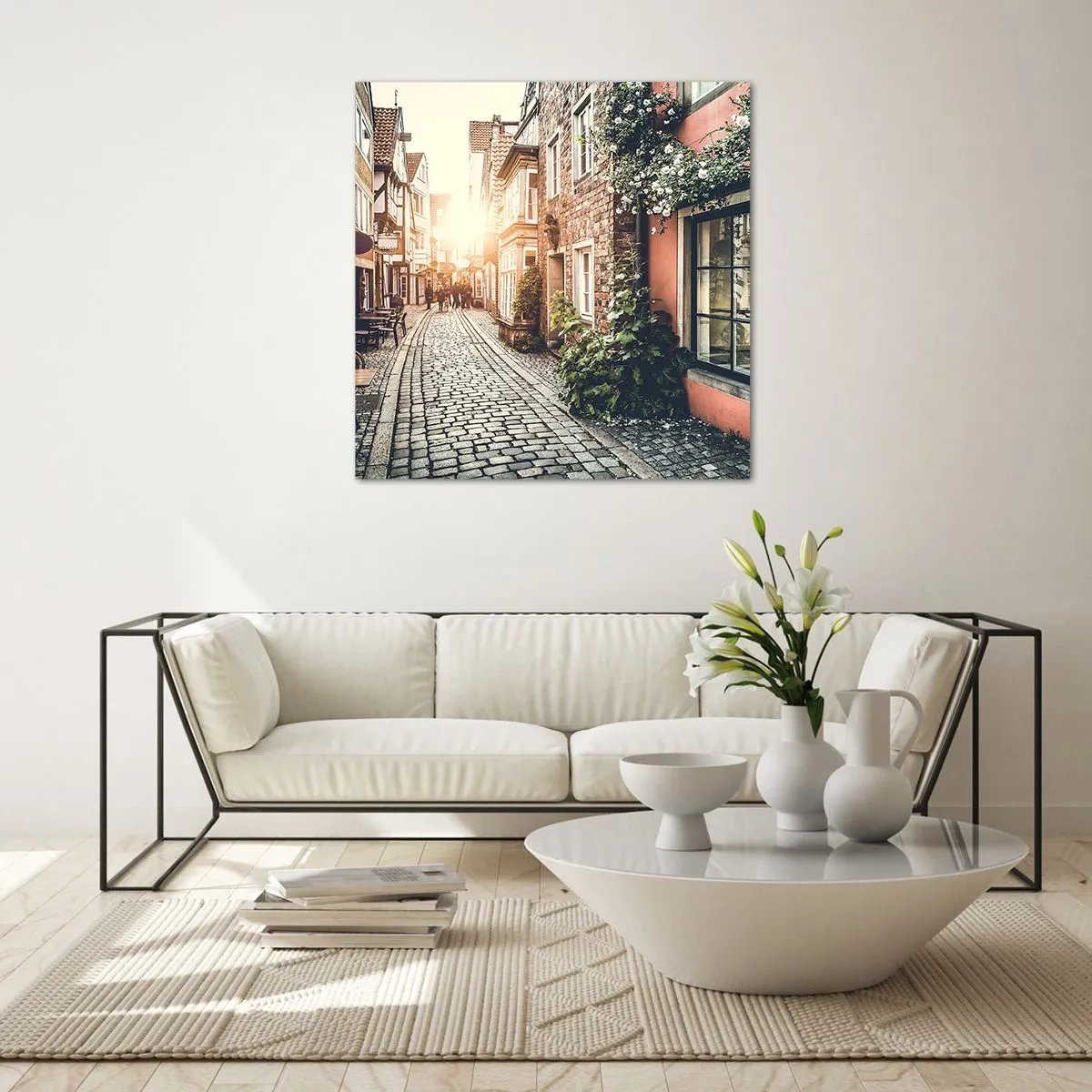 Glasbild - Bild auf glas - Rosenallee im rosa Schein - 50x50 cm