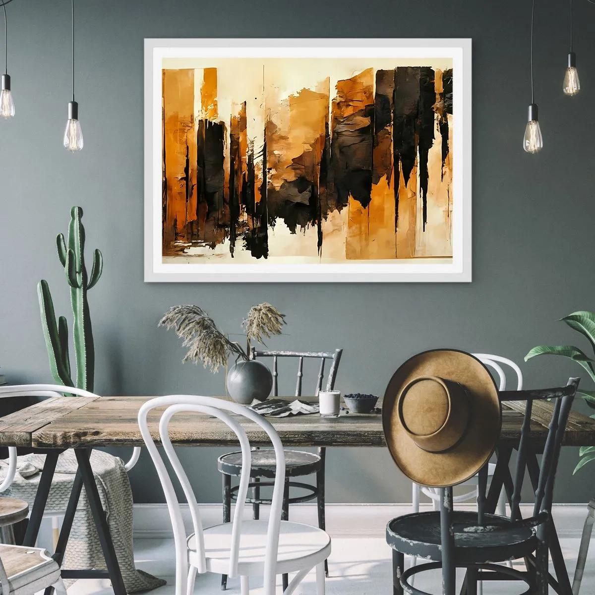 Poster in einem weißen Rahmen - Harmonie von Schwarz und Gold - 70x50 cm