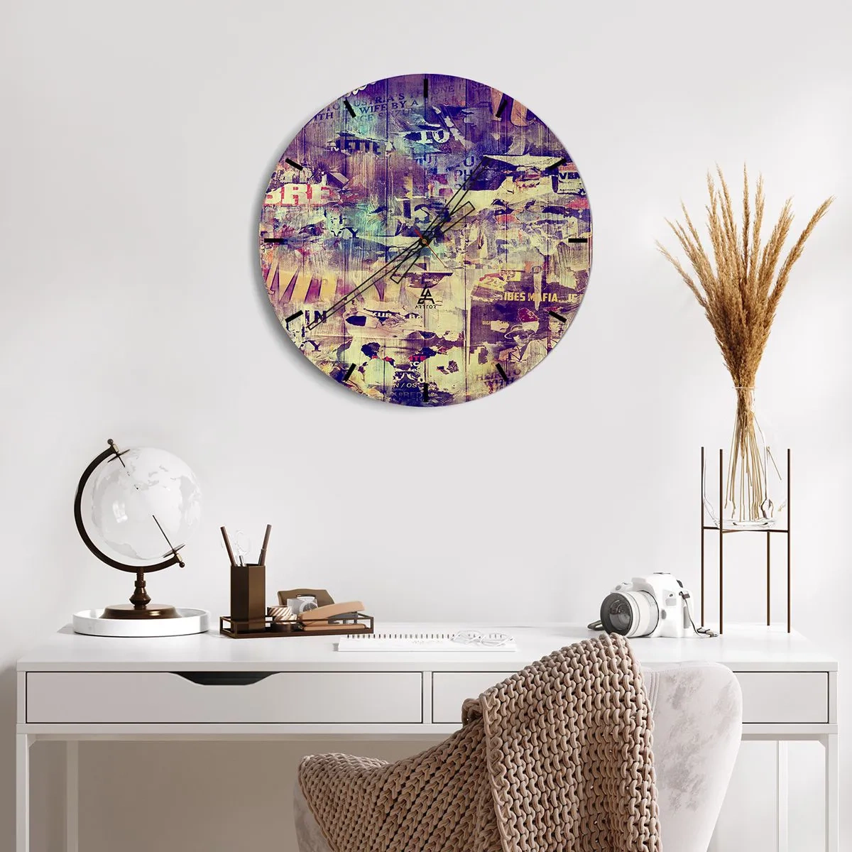 Wanduhr - Glasuhr - Zifferblatt mit kunstvollem Collage-Motiv - 30x30cm - Und das ist alles, was es geben wird - Moderne Wanddekoration für Wohnzimmer, Küche und Schlafzimmer ARTTOR