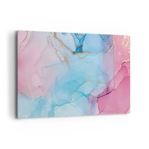 Bild auf Leinwand - Leinwandbild - Abstrakte Pastellmuster mit goldenen Akzenten - 100x70cm - Begegnung und Durchdringung - Moderne Wanddekoration für Wohnzimmer und Schlafzimmer ARTTOR