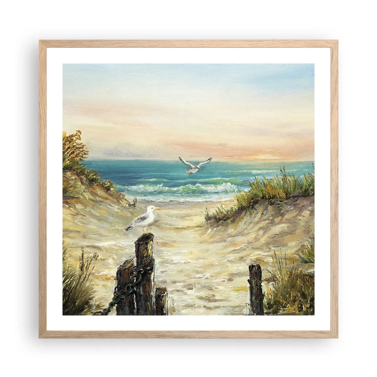 Poster in einem Rahmen aus heller Eiche - Windlose Abgeschiedenheit - 60x60 cm