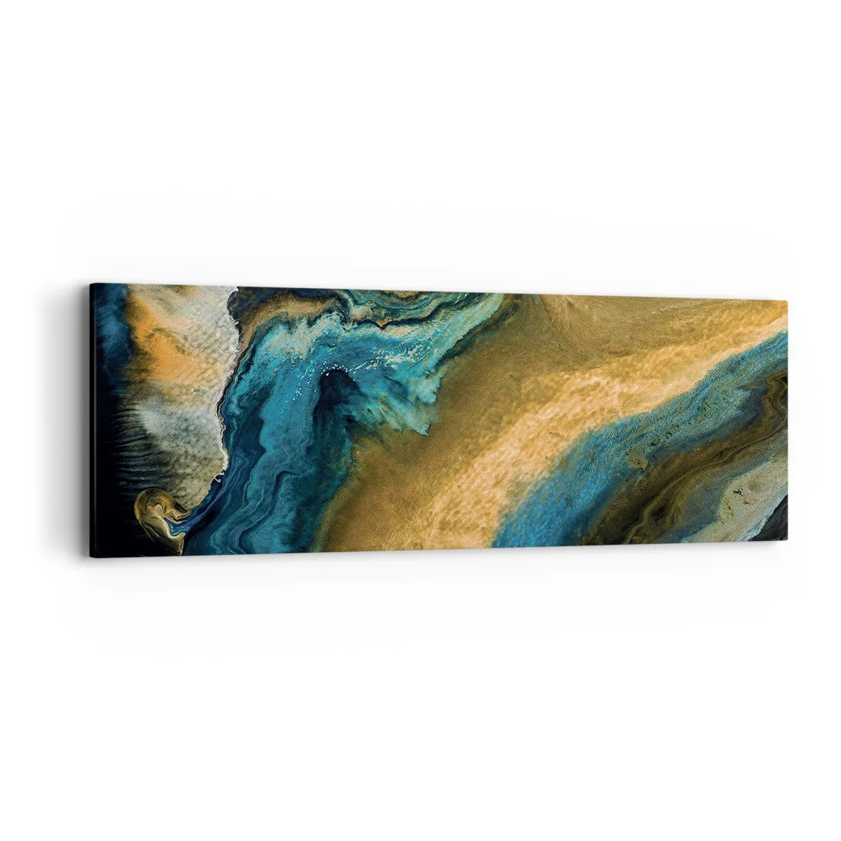 Bild auf Leinwand - Leinwandbild - Blau - Gelb - gegenseitige Beeinflussung - 90x30 cm