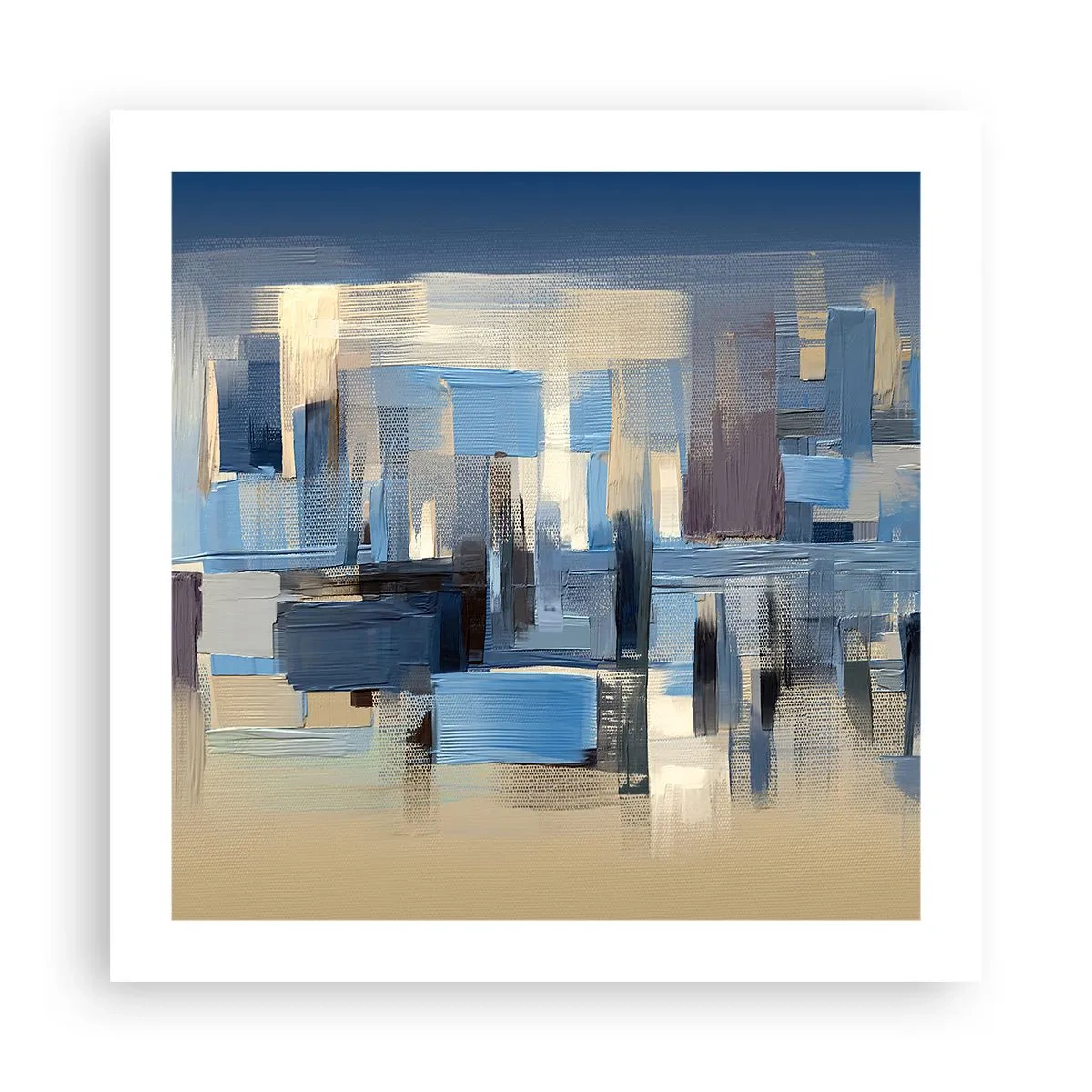 Poster - Blaue Konstruktion - 50x50 cm