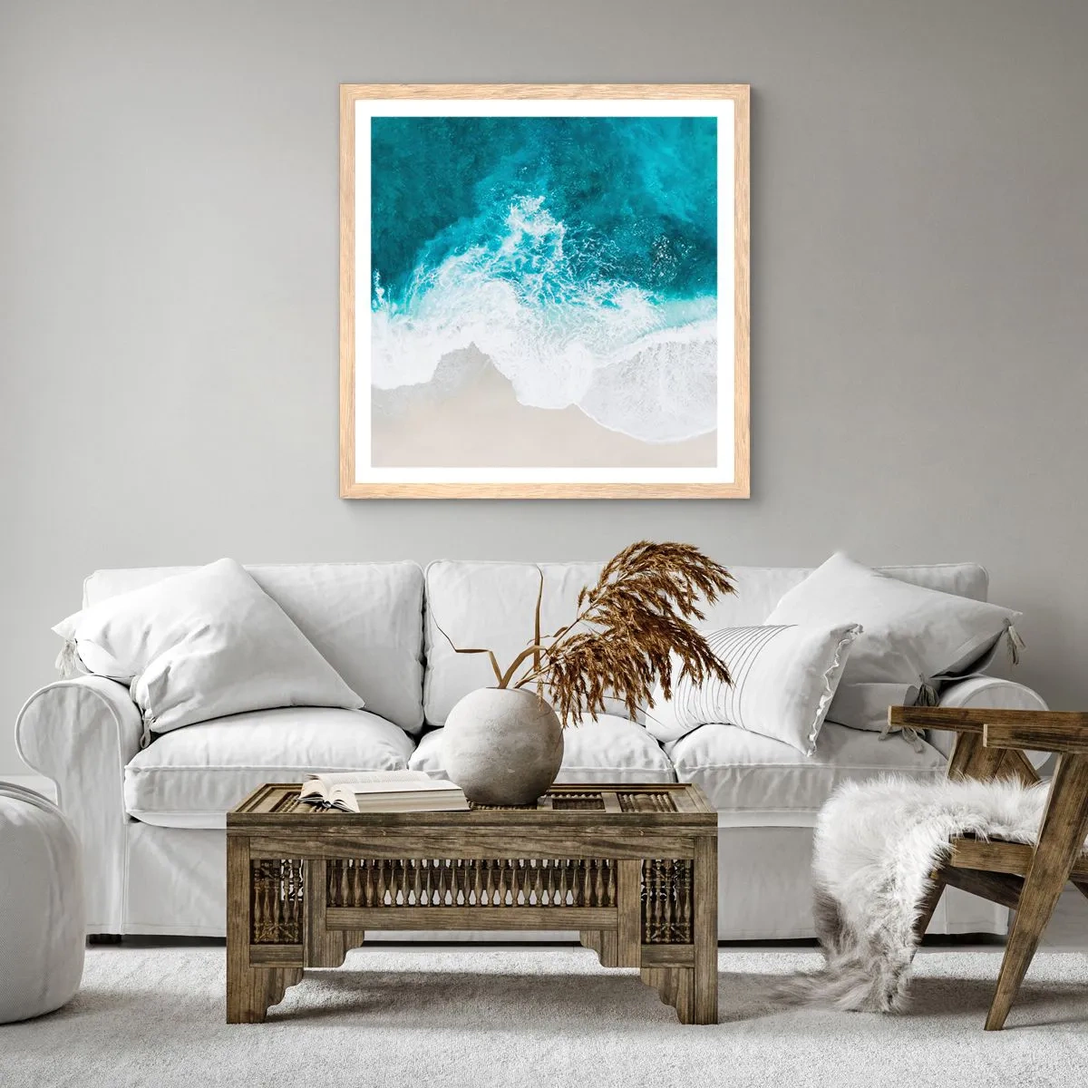 Poster in einem Rahmen aus heller Eiche - Natürliche Liebkosung - 60x60 cm