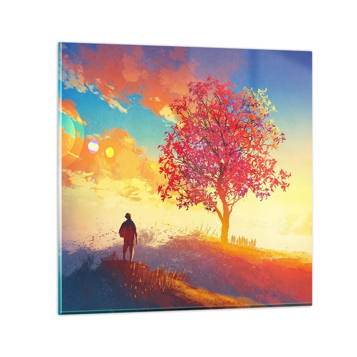 Glasbild - Bild auf glas - Pilger am Ziel - 70x70 cm