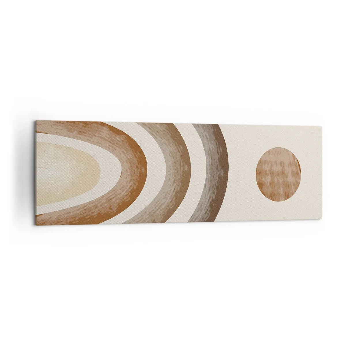 Bild auf Leinwand - Leinwandbild - Geometrisches Planetenmotiv in Brauntönen - 160x50cm - In einer weit entfernten Galaxie - Moderne Wanddekoration für Wohnzimmer und Schlafzimmer ARTTOR