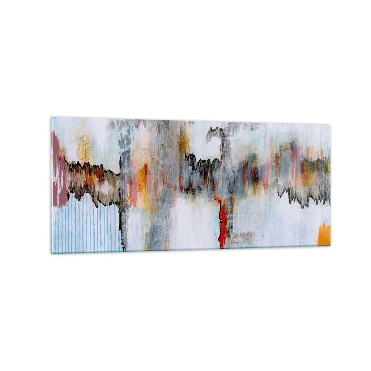 Glasbild - Bild auf glas - Abstraktes Muster mit lebendigen Farben auf hellem Hintergrund - 120x50cm - Ein Stock auf dem Wasser - Moderne Wanddekoration für Wohnzimmer und Schlafzimmer ARTTOR