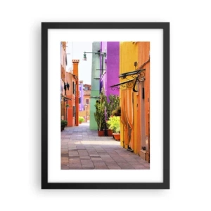 Poster in einem schwarzem Rahmen - Regenbogengasse - 30x40 cm