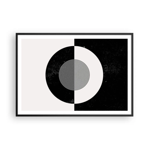 Poster in einem schwarzem Rahmen - Grafisches Muster in kontrastierendem Schwarz und Weiß - 100x70cm - Harmonie in Schwarz und Weiß - Moderne Wanddekoration für Wohnzimmer und Schlafzimmer ARTTOR