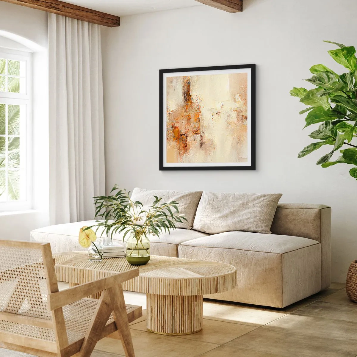 Poster in einem schwarzem Rahmen - Seele aus Bernstein - 60x60 cm