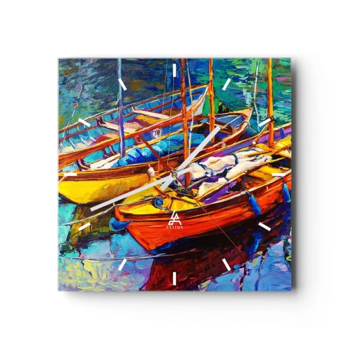 Wanduhr - Glasuhr - Auf Wasser dick mit Farben - 40x40 cm