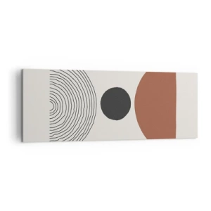 Bild auf Leinwand - Leinwandbild - Abstrakte geometrische Figuren in warmen Farben - 140x50cm - Das Zentrum der Aufmerksamkeit - Moderne Wanddekoration für Wohnzimmer und Schlafzimmer ARTTOR