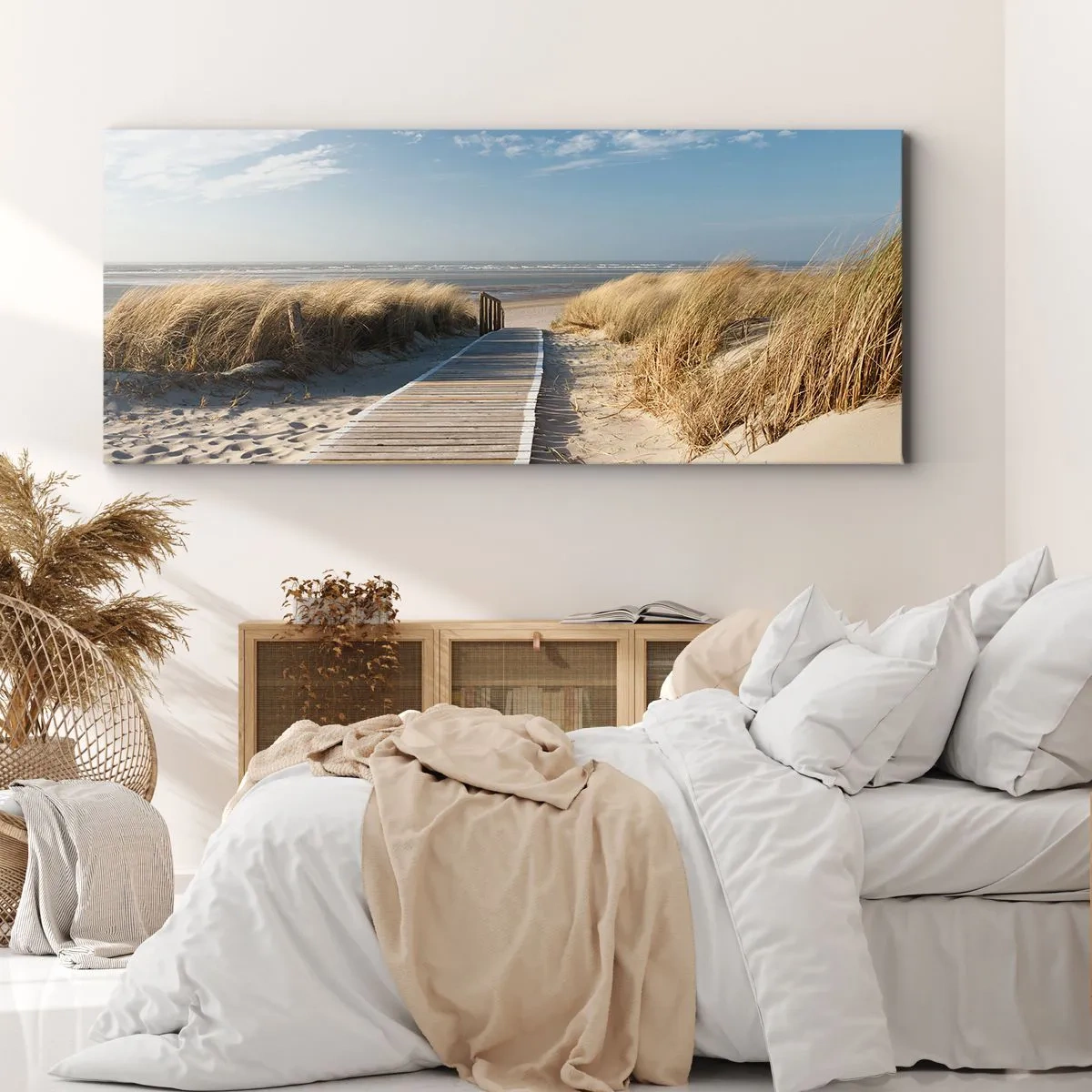 Bild auf Leinwand - Leinwandbild - Hinter der Düne, im Rauschen des Grases - 100x40 cm