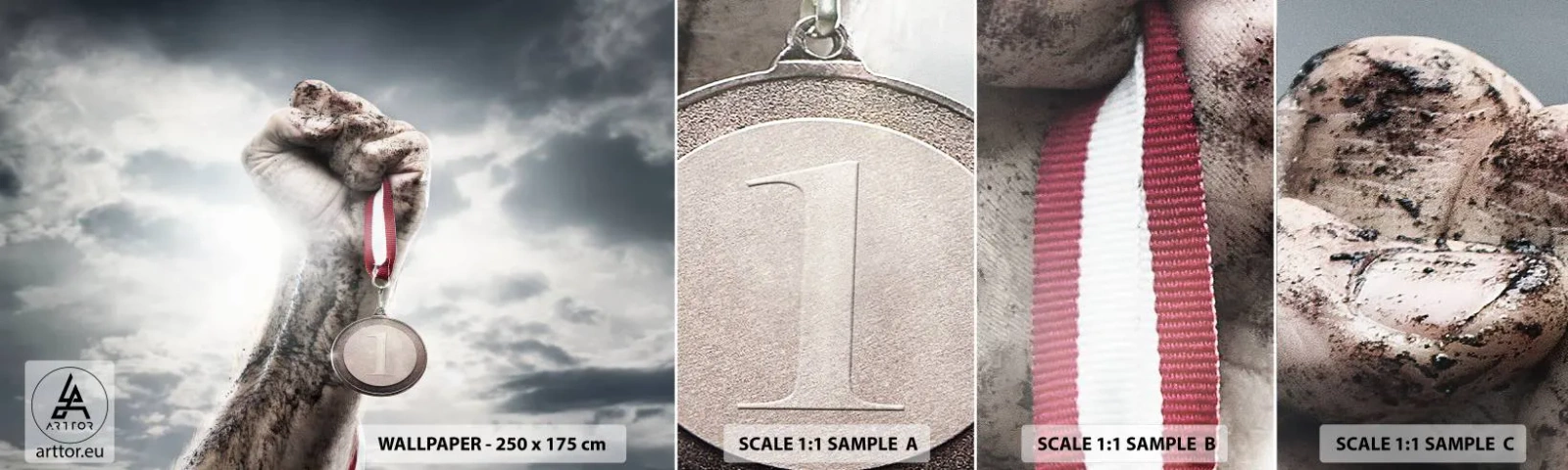 Fototapeten Muster Selbstklebend Deluxe Sticker - Per aspera ad astra - Sport, Sportmedaille, 3D - 100x30 cm