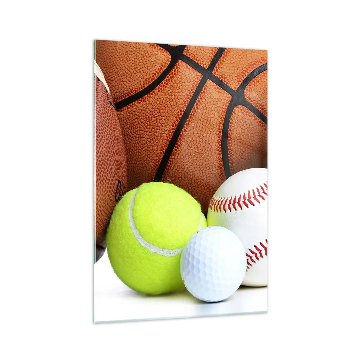 Glasbild - Bild auf glas - Bälle verschiedener Sportarten - 70x100cm - Fußball verbindet uns! - Moderne Wanddekoration für Wohnzimmer und Schlafzimmer ARTTOR