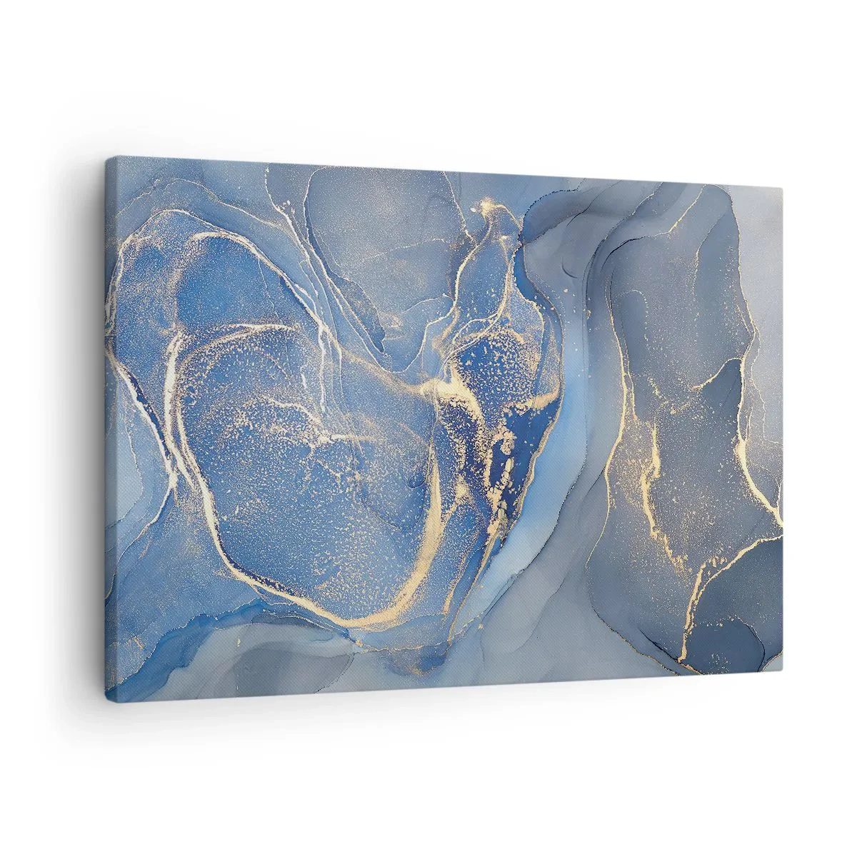 Bild auf Leinwand - Leinwandbild - Abstrakte blaue Muster mit goldenen Akzenten - 70x50cm - Goldstaub - Moderne Wanddekoration für Wohnzimmer und Schlafzimmer ARTTOR