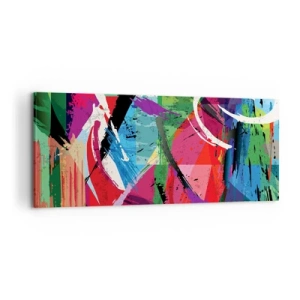 Bild auf Leinwand - Leinwandbild - Farbenfrohe Abstraktion mit dynamischen Pinselstrichen - 120x50cm - Schnell, spritzig und springt - Moderne Wanddekoration für Wohnzimmer und Schlafzimmer ARTTOR