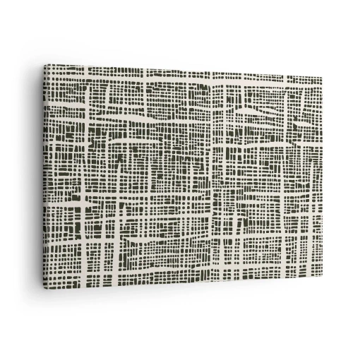 Bild auf Leinwand - Leinwandbild - Ein geometrisches Muster, das einem Gitter auf hellem Hintergrund ähnelt - 70x50cm - Gewebte Komposition - Moderne Wanddekoration für Wohnzimmer und Schlafzimmer ARTTOR