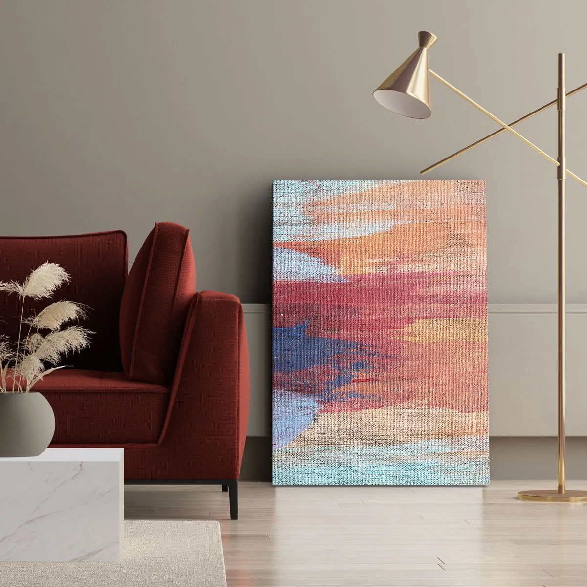 Bild auf Leinwand - Leinwandbild - Bunte abstrakte Pinselstriche - 70x100cm - Renne den Regenbogen hinunter - Moderne Wanddekoration für Wohnzimmer und Schlafzimmer ARTTOR