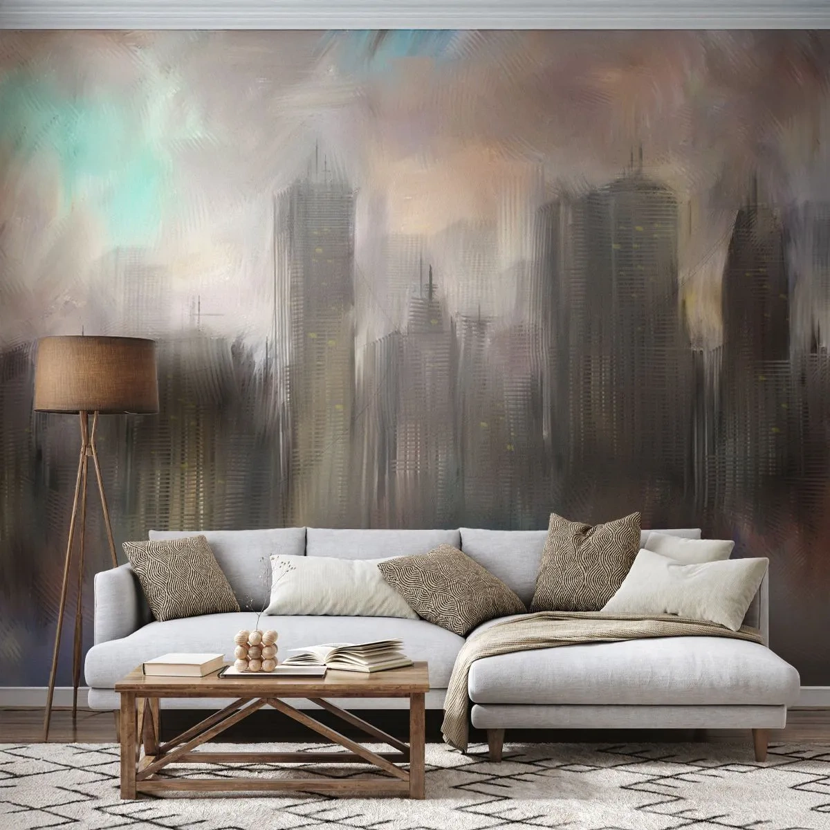 Fototapete Standard Eco - Eine Komposition aus Stahl, Stein und Nebel - Stadt, Die Architektur, Stück - 400x280 cm