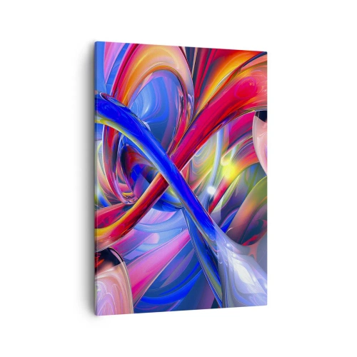 Bild auf Leinwand - Leinwandbild - Abstrakte, farbenfrohe geometrische Kompositionen in dynamischen Formen - 50x70cm - Ein Tanz der Farben - Moderne Wanddekoration für Wohnzimmer und Schlafzimmer ARTTOR