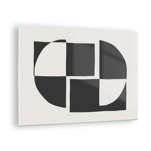 Glasbild - Bild auf glas - Geometrische Komposition aus schwarzen und weißen Formen - 70x50cm - Antithese - Synthese - Moderne Wanddekoration für Wohnzimmer und Schlafzimmer ARTTOR