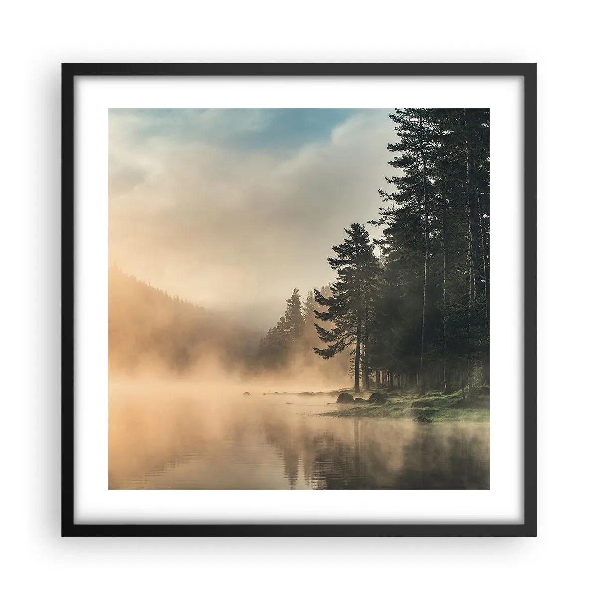 Poster in einem schwarzem Rahmen - Die Geburt des Tages - 50x50 cm