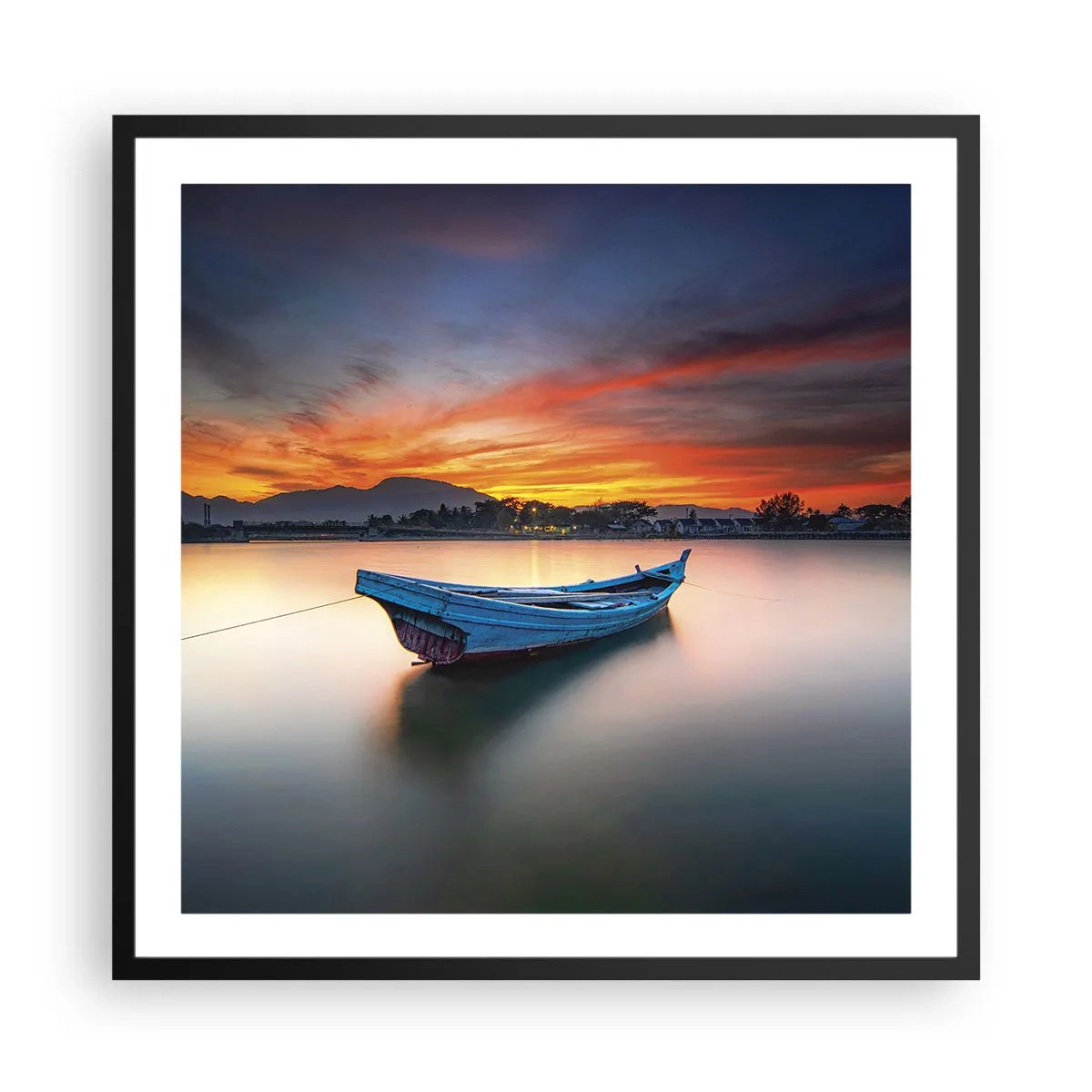 Poster in einem schwarzem Rahmen - Eine gute Nacht kommt - 60x60 cm