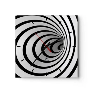Wanduhr - Glasuhr - Eine schwarz-weiße Spirale mit hypnotischer Wirkung - 30x30cm - Sie können dem auch nicht widerstehen? - Moderne Wanddekoration für Wohnzimmer und Schlafzimmer ARTTOR