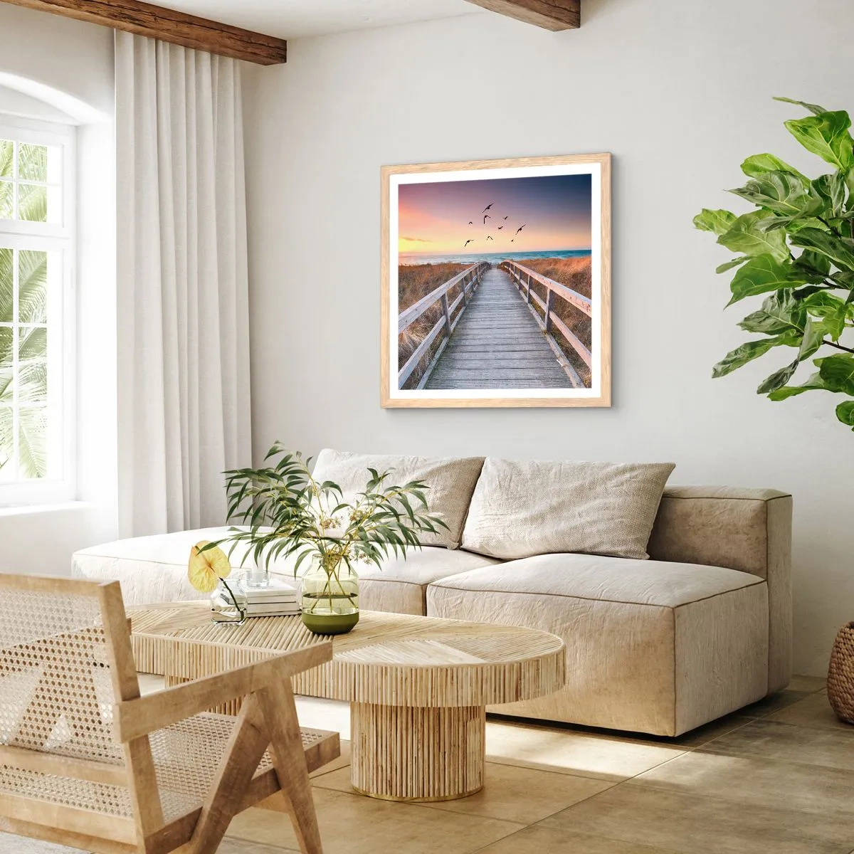 Poster in einem Rahmen aus heller Eiche - Der Raum für Auffliegen - 60x60 cm