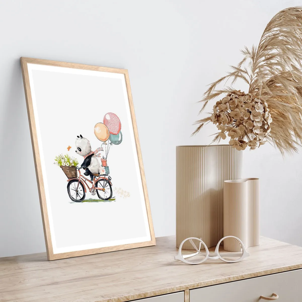 Poster in einem Rahmen aus heller Eiche - Glücklicher Tag - 50x70 cm