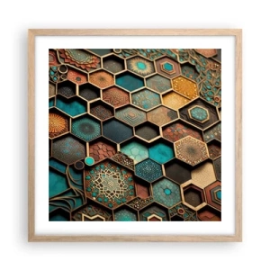Poster in einem Rahmen aus heller Eiche - Arabische Ornamente – Variation - 50x50 cm