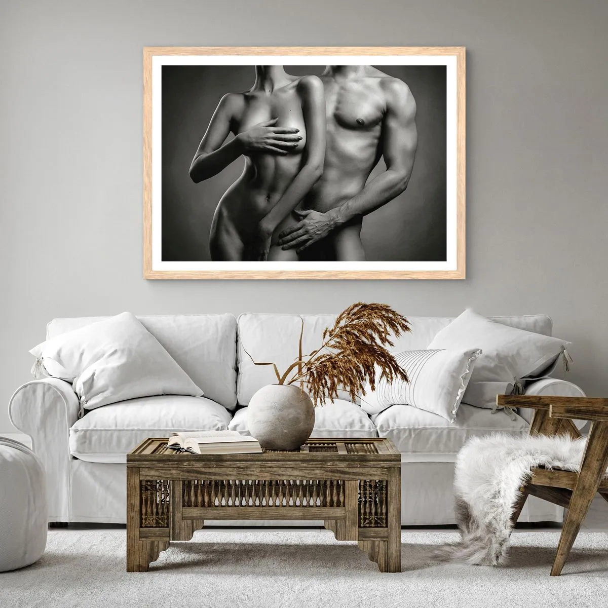 Poster in einem Rahmen aus heller Eiche - Adam und Ewa - 70x50 cm