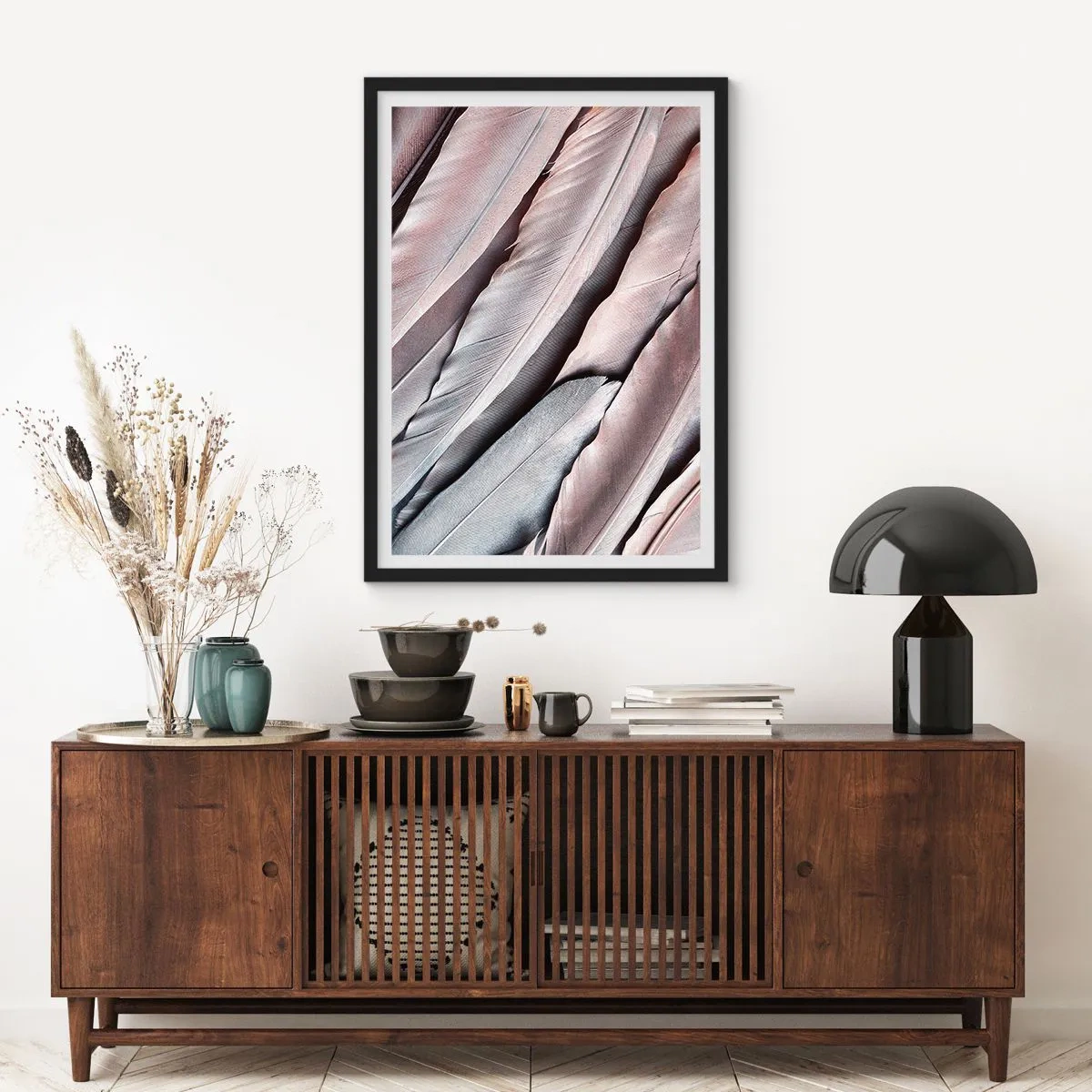 Poster in einem schwarzem Rahmen - In rosa Silber - 61x91 cm