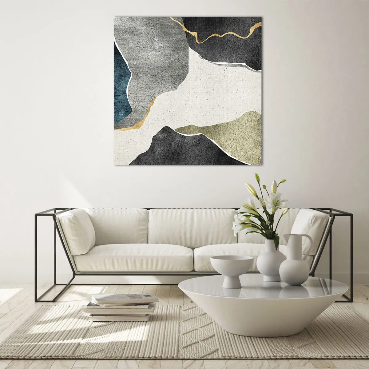 Glasbild - Bild auf glas - Mosaikkomposition mit Goldfaden - 70x70 cm