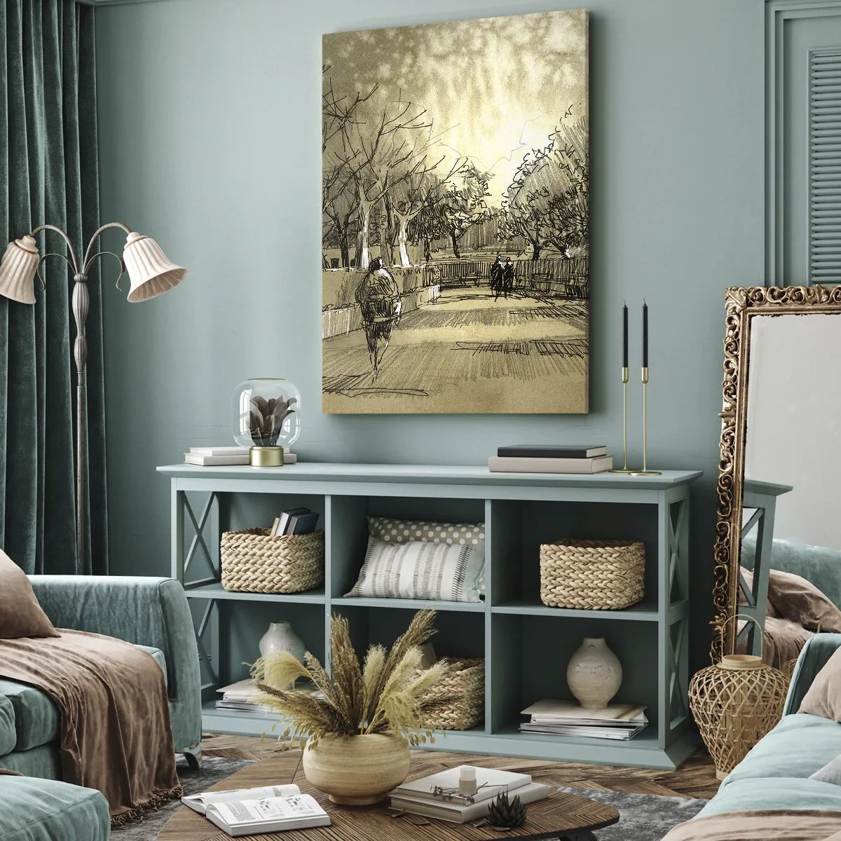 Bild auf Leinwand - Leinwandbild - Ein Moment mit einer Feder angehalten - 45x80 cm