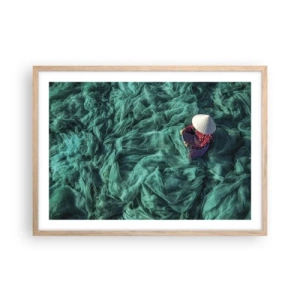Poster in einem Rahmen aus heller Eiche - In einem Meer aus Netzen - 70x50 cm