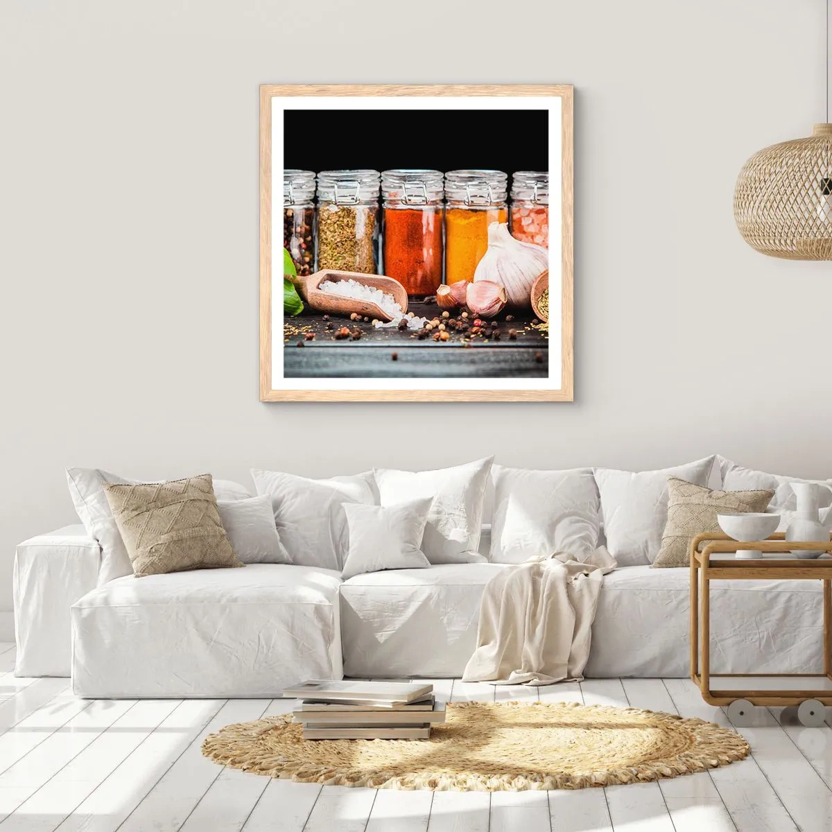 Poster in einem Rahmen aus heller Eiche - Für einen Geschmack des Lebens - 40x40 cm