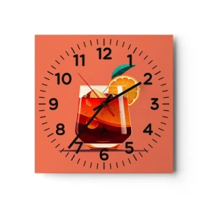 Wanduhr - Glasuhr - Sommerliche Erfrischung - 30x30 cm