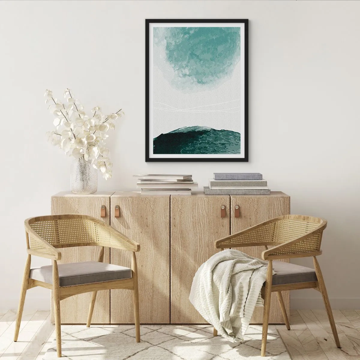 Poster in einem schwarzem Rahmen - Begegnung mit Nebel - 40x50 cm