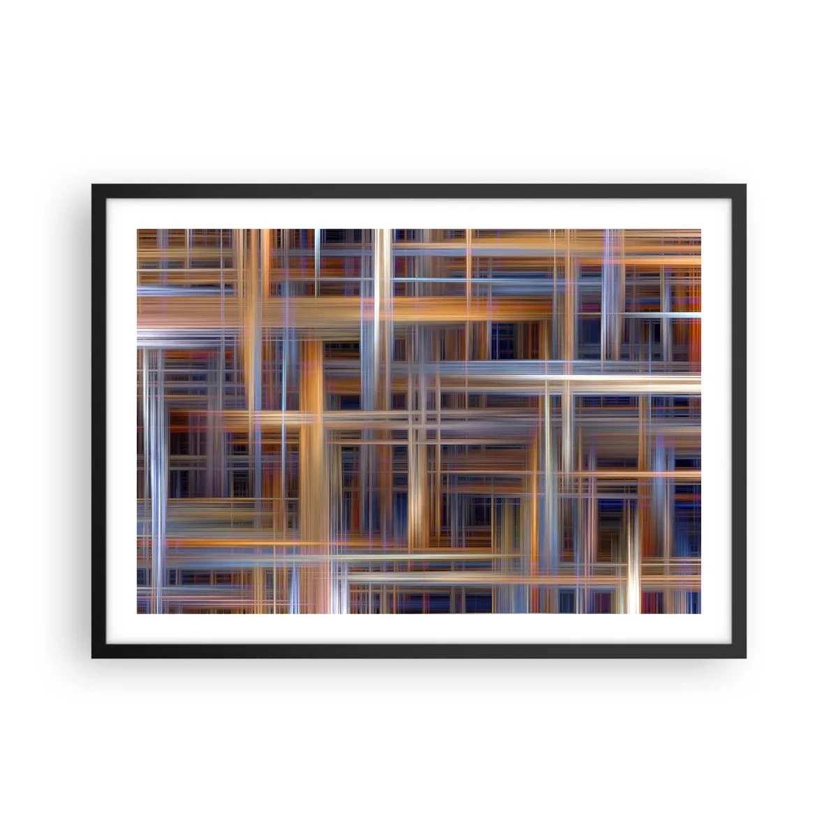 Poster in einem schwarzem Rahmen - Abstrakte geometrische Muster in Pastellfarben - 70x50cm - Aus Licht gewebt - Moderne Wanddekoration für Wohnzimmer und Schlafzimmer ARTTOR