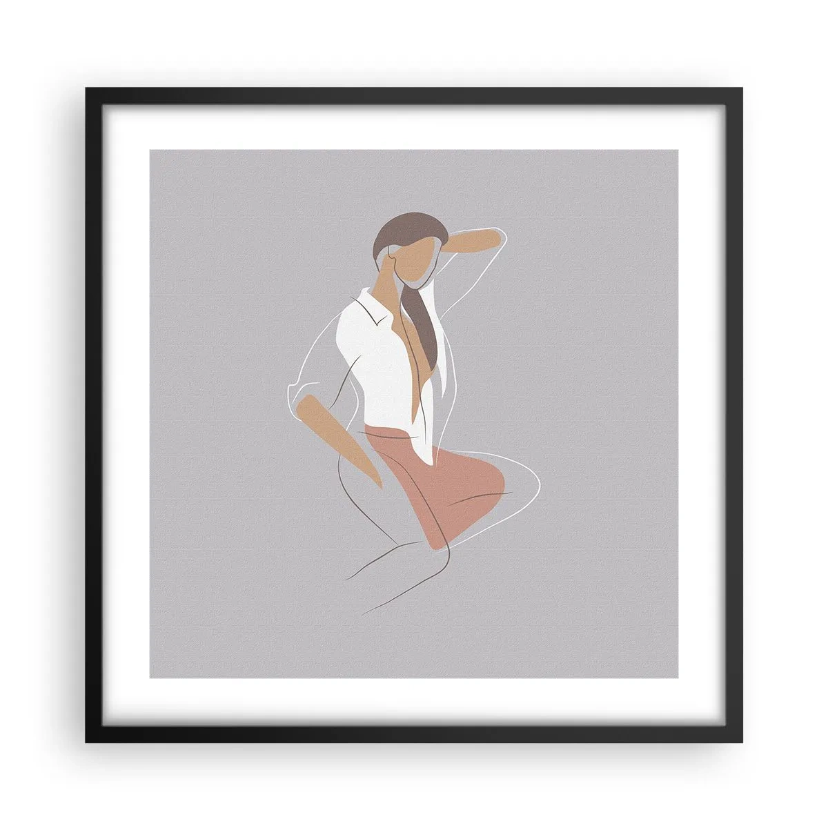 Poster in einem schwarzem Rahmen - Umriss der Anmut - 50x50 cm