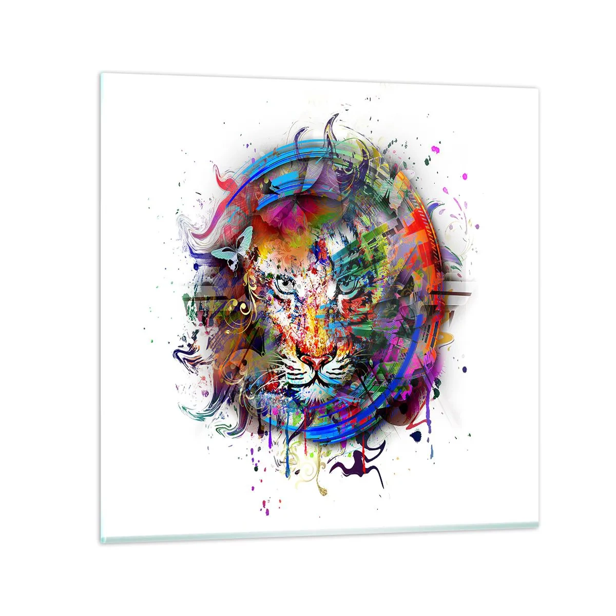 Glasbild - Bild auf glas - Es lauert hinter einem Regenbogenschleier - 70x70 cm