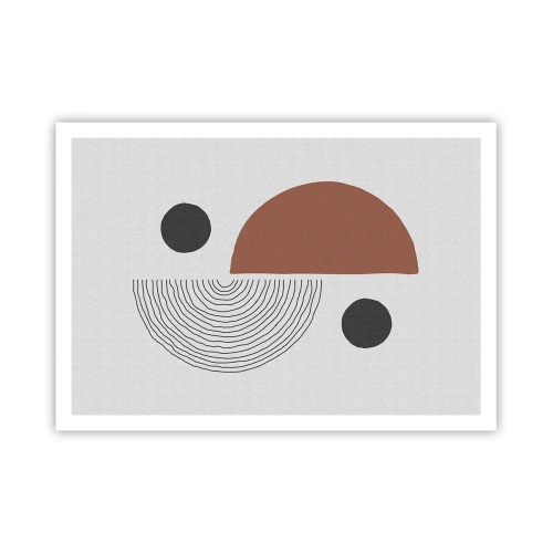 Poster - Geometrische Formen in Braun- und Schwarztönen - 100x70cm - Perfektion des Rades - Moderne Wanddekoration für Wohnzimmer und Schlafzimmer ARTTOR