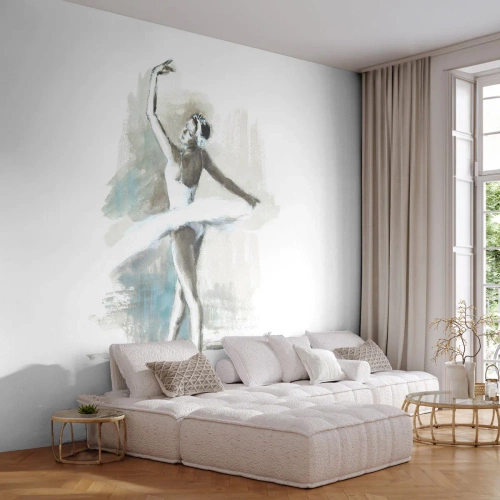 Fototapete Premium Sand - In einen Schwan verzaubert - Ballerina, Tanzen, Ballett - 300x210 cm