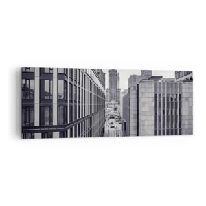 Bild auf Leinwand - Leinwandbild - Panorama von Warschau mit Blick auf den Kulturpalast und die umliegenden Gebäude - 140x50cm - Warschauer Tal - Moderne Wanddekoration für Wohnzimmer und Schlafzimmer ARTTOR