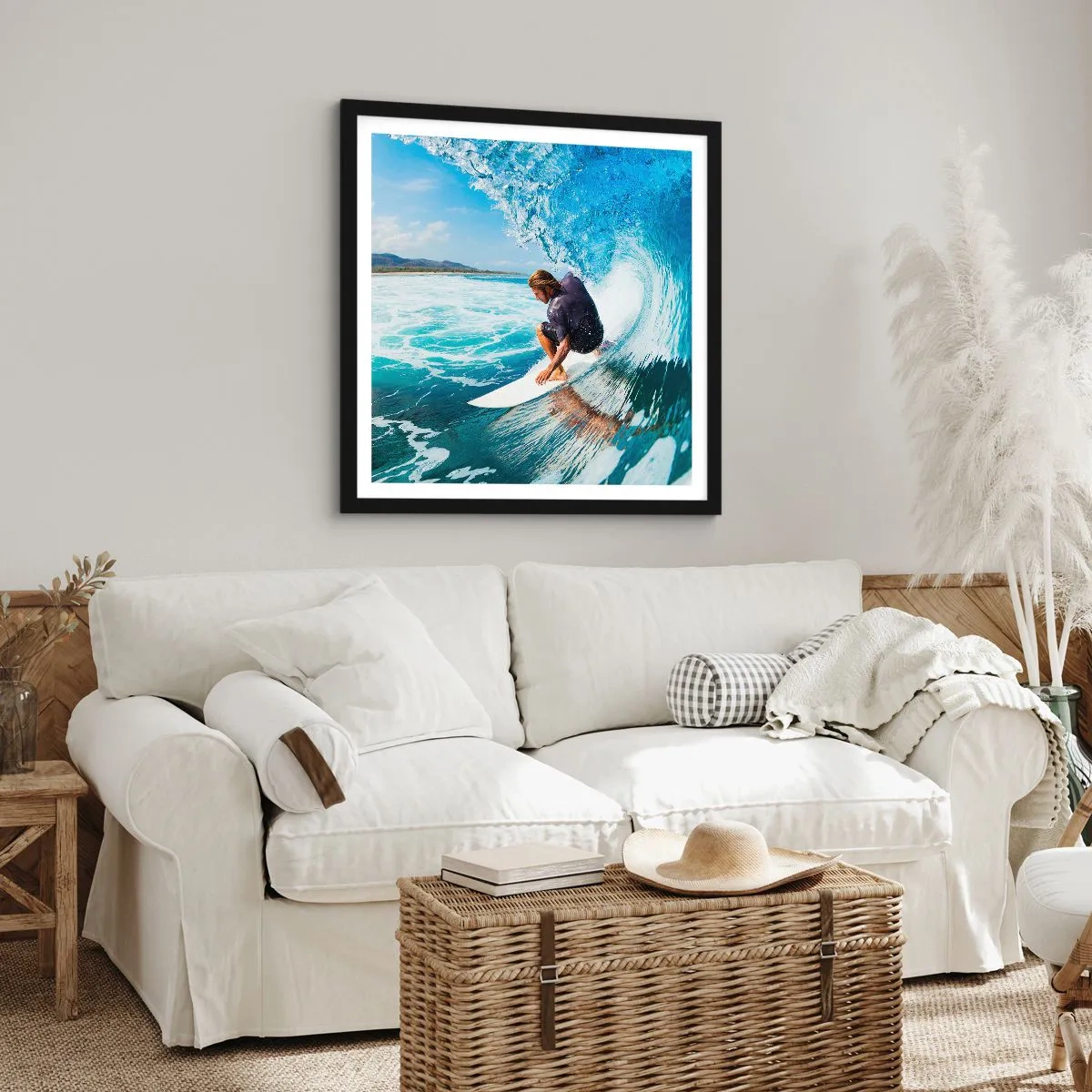 Poster in einem schwarzem Rahmen - Tanzen mit den Wellen - 30x30 cm